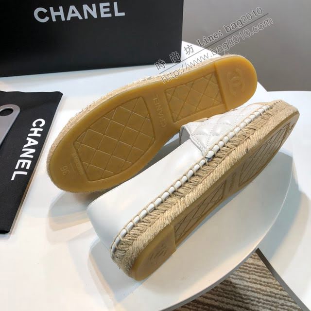 Chanel女鞋 香奈兒頂級版本漁夫鞋 白皮杏皮標  naq1104